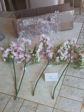 Florals/faux Cherry Blossom Stems- 17" Long, Valeri/Qvc..Set of 4 New In Box